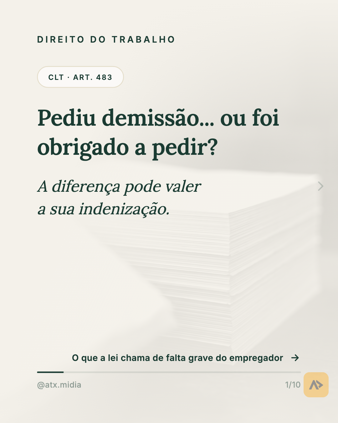 Rescisão indireta: quando pedir demissão pode significar direito a indenização. — slide 1