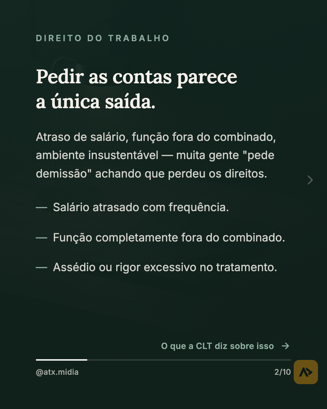Rescisão indireta: quando pedir demissão pode significar direito a indenização. — slide 2